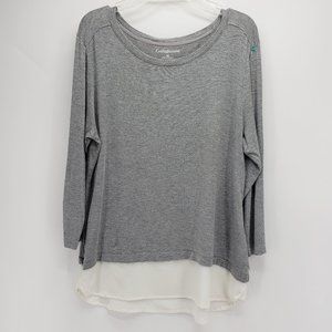 Croft & Barrow | Tee w/ Sheer Bottom | Gray/Cream